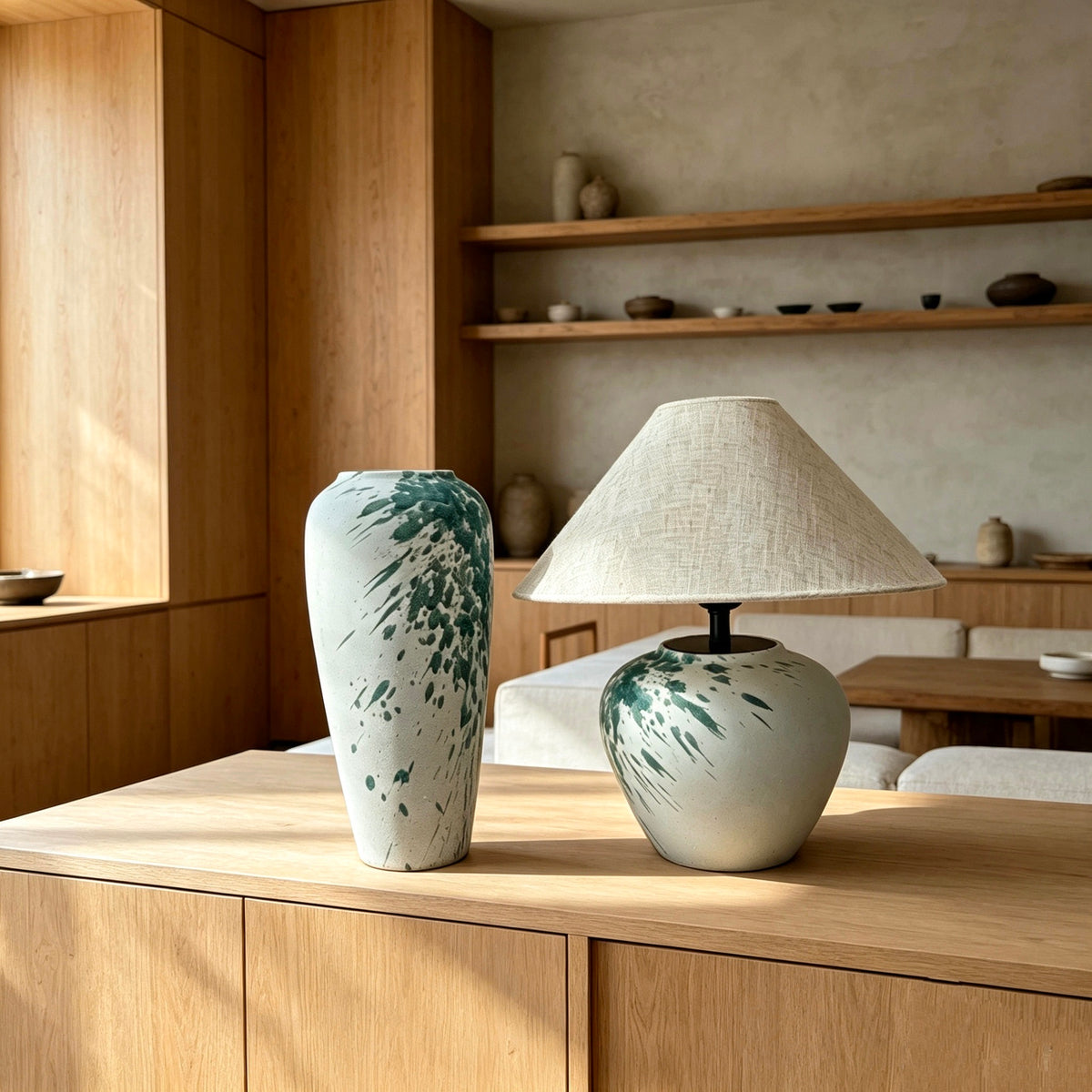 #104#a9b9 wabi sabi vase + DIY lamp kit