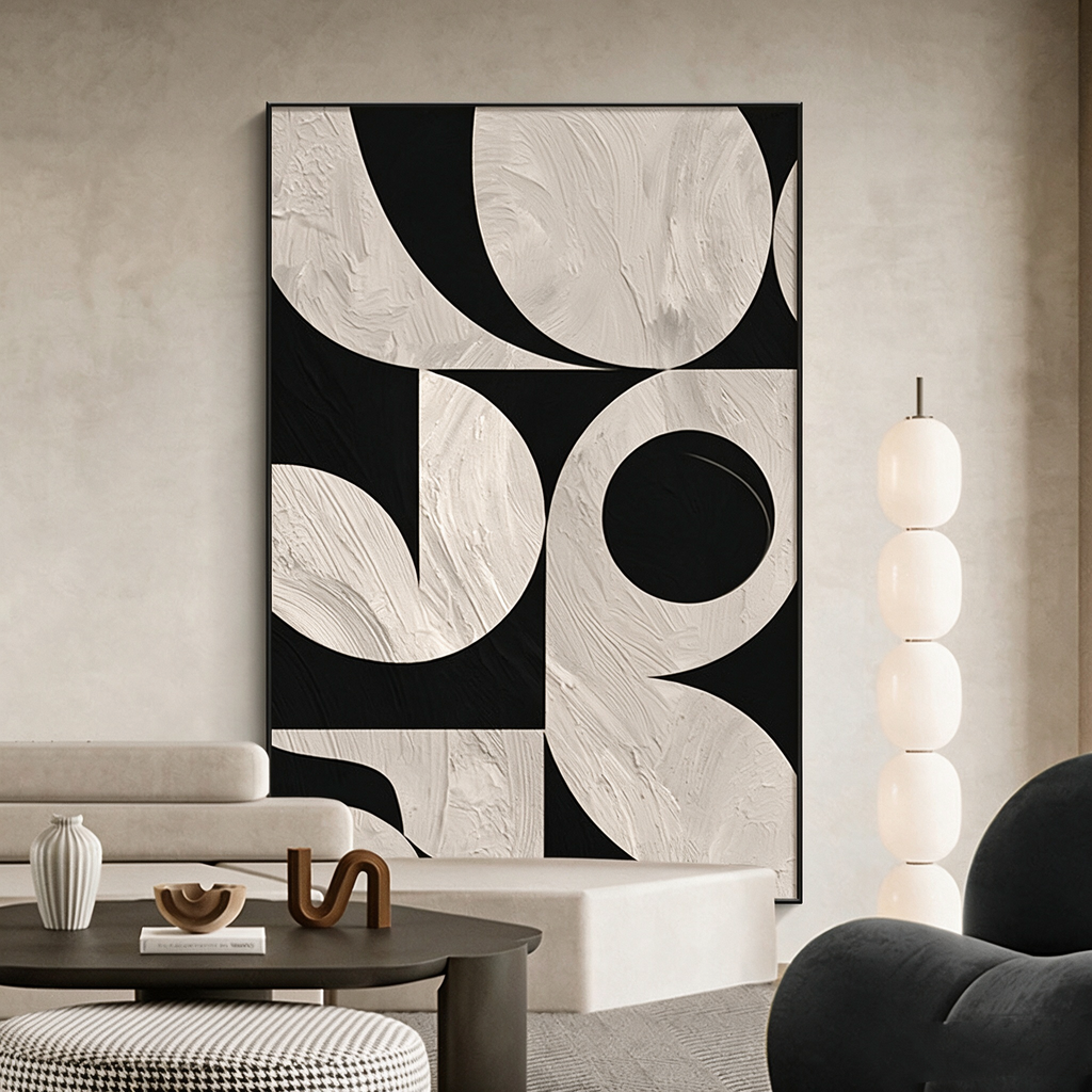 Textured Geometric Abstract Canvas Print Wall Art